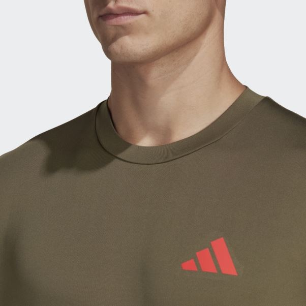 T-shirt D'entraînement Stretch Saisonnier Adidas Train Essentials Olive