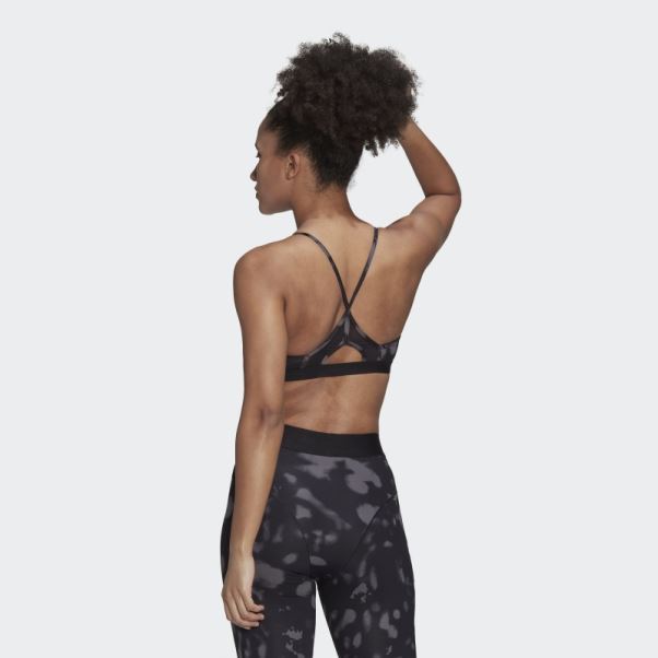 Adidas Aeroreact Light-support Hyperglam Imprimé Soutien-gorge Mode Gris