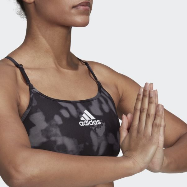 Adidas Aeroreact Light-support Hyperglam Soutien-gorge Imprimé Gris