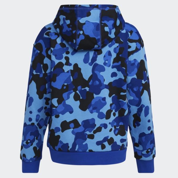 Sweat à Capuche Imprimé Camouflage Bleu Royal Adidas