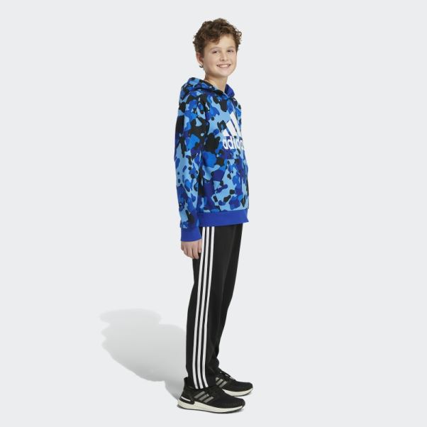 Sweat à Capuche Imprimé Camouflage Bleu Royal Adidas