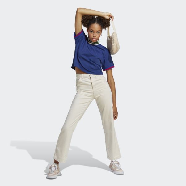 Adidas T-shirt Court Col Côtelé Victoire Bleu