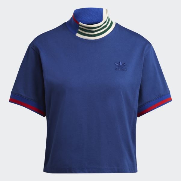 Adidas T-shirt Court Col Côtelé Victoire Bleu