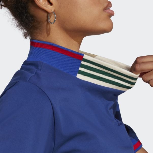 Adidas T-shirt Court Col Côtelé Victoire Bleu