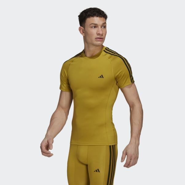 Techfit 3-stripes T-shirt D'entraînement Olive Adidas