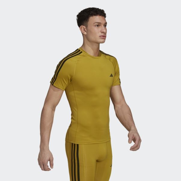 Techfit 3-stripes T-shirt D'entraînement Olive Adidas