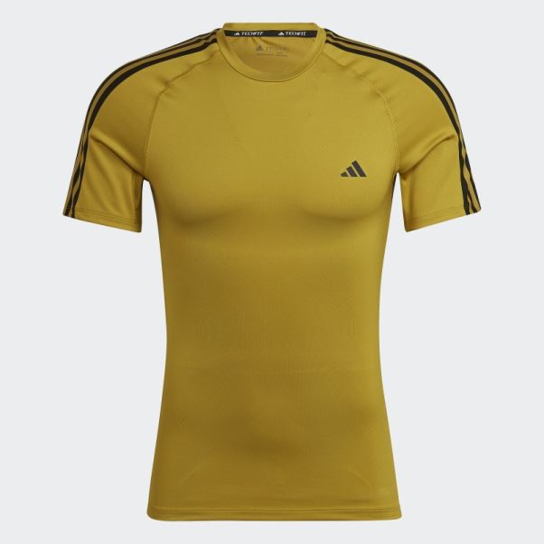 Techfit 3-stripes T-shirt D'entraînement Olive Adidas