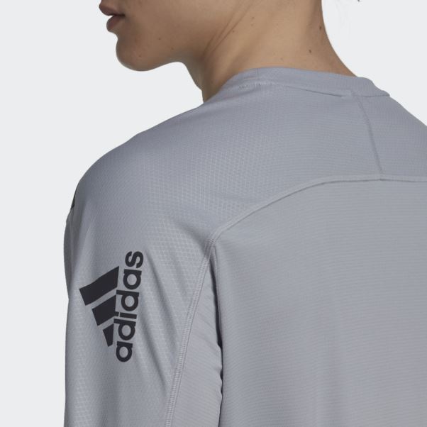 Haut à Manches Longues Enduit De Pu D'entraînement Argenté Adidas