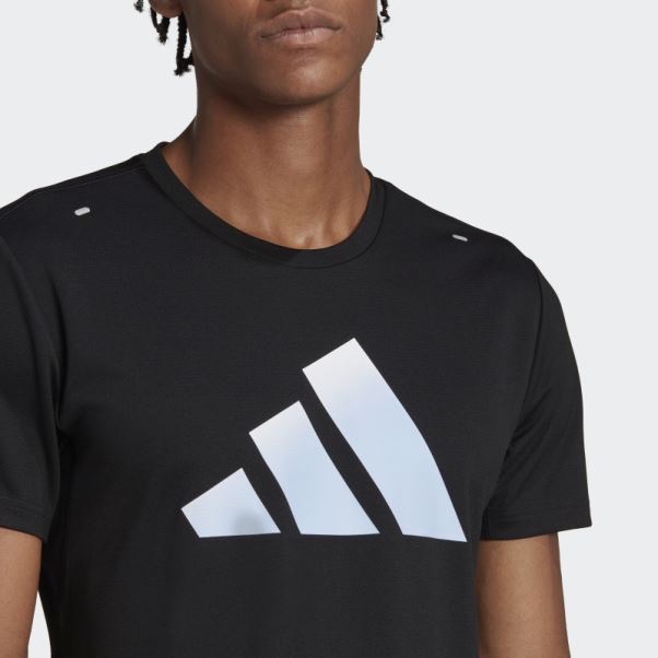 T-shirt Run Icon 3 Bar Logo Noir Adidas