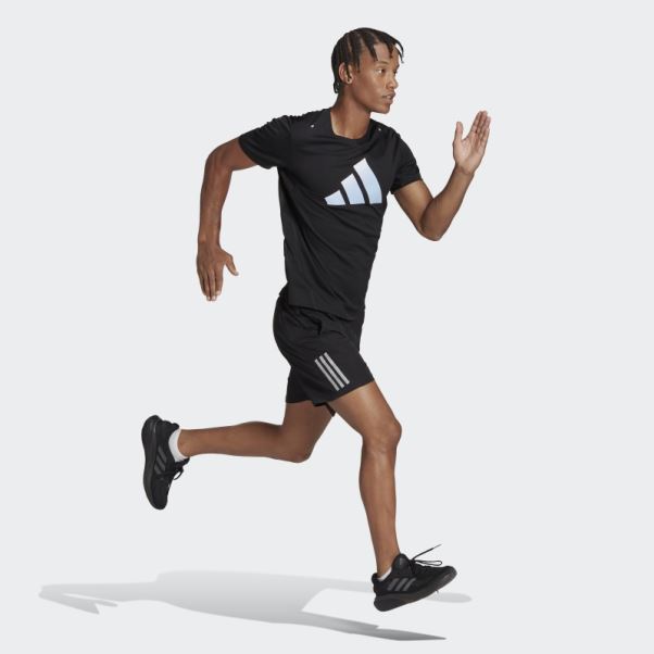 T-shirt Run Icon 3 Bar Logo Adidas Noir