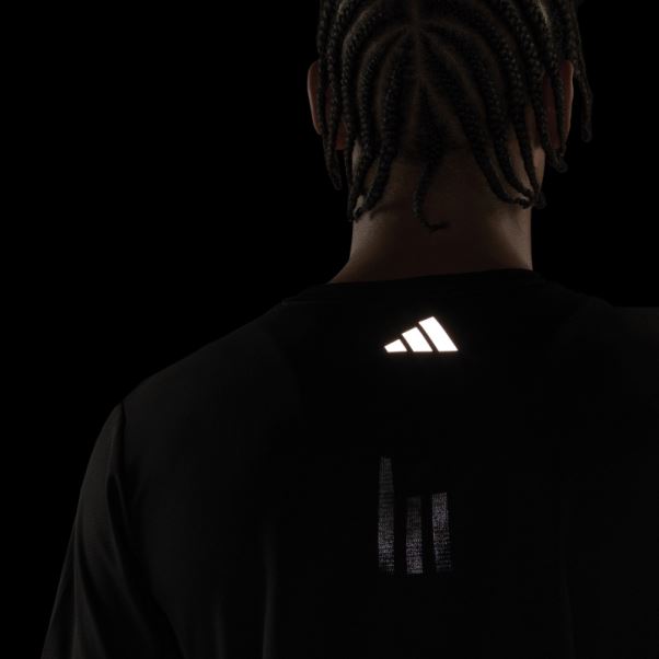 T-shirt Run Icon 3 Bar Logo Adidas Noir