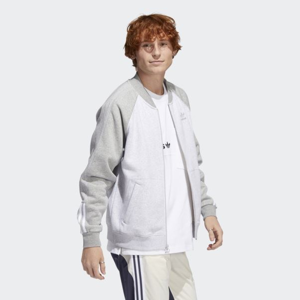 Adidas Veste De Survêtement Polaire Sst Gris Clair Chiné