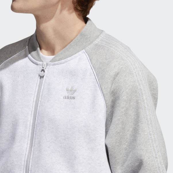 Adidas Veste De Survêtement Polaire Sst Gris Clair Chiné