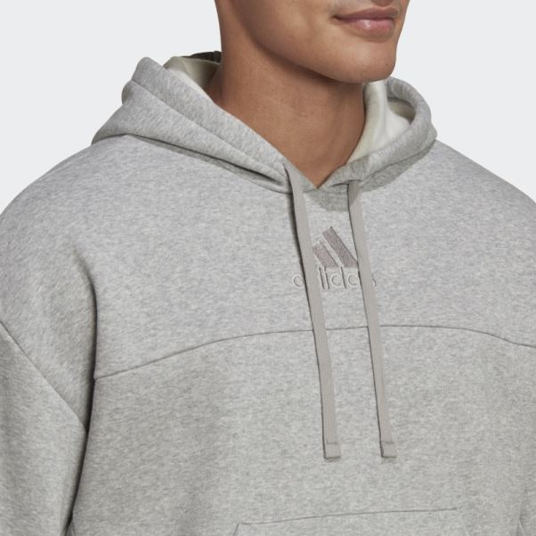 Sweat à Capuche Gris Moyen Adidas Studio Lounge Fleece