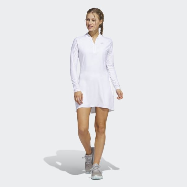 Robe De Golf Blanche à Manches Longues Adidas