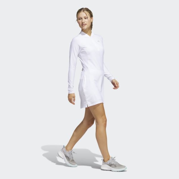 Robe De Golf Blanche à Manches Longues Adidas
