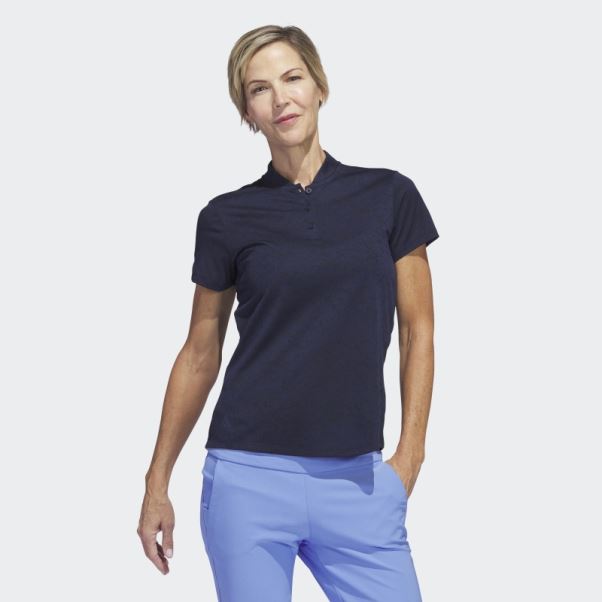 Polo De Golf Jacquard Adidas Bleu Marine