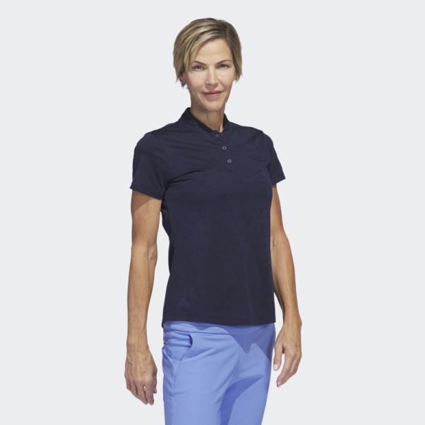 Polo De Golf Jacquard Adidas Bleu Marine