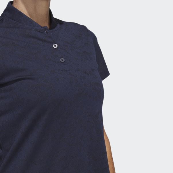 Polo De Golf Jacquard Adidas Bleu Marine