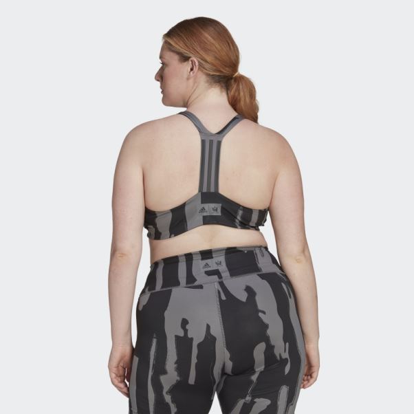 Thebe Magugu Training Soutien-gorge à Maintien Moyen (taille Plus) Gris Adidas