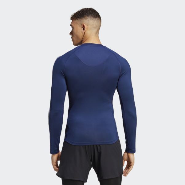 Tee Shirt Techfit 3-stripes Training Bleu Foncé Adidas
