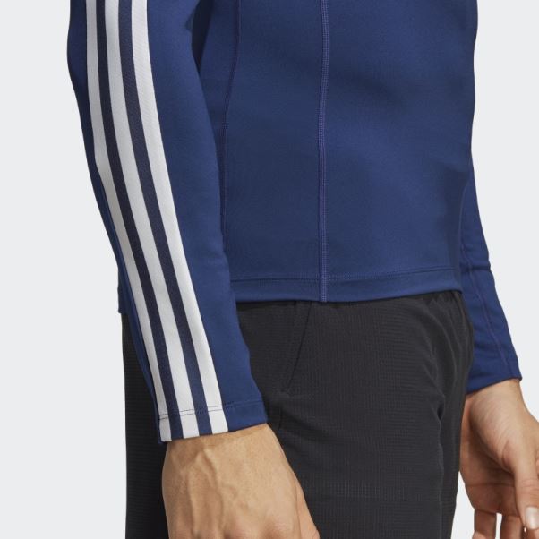 Tee Shirt Techfit 3-stripes Training Bleu Foncé Adidas