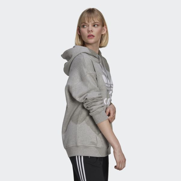 Sweat à Capuche Adidas Adicolor Trèfle Gris Moyen