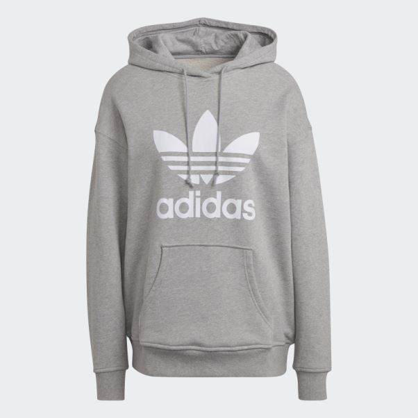 Sweat à Capuche Adidas Adicolor Trèfle Gris Moyen