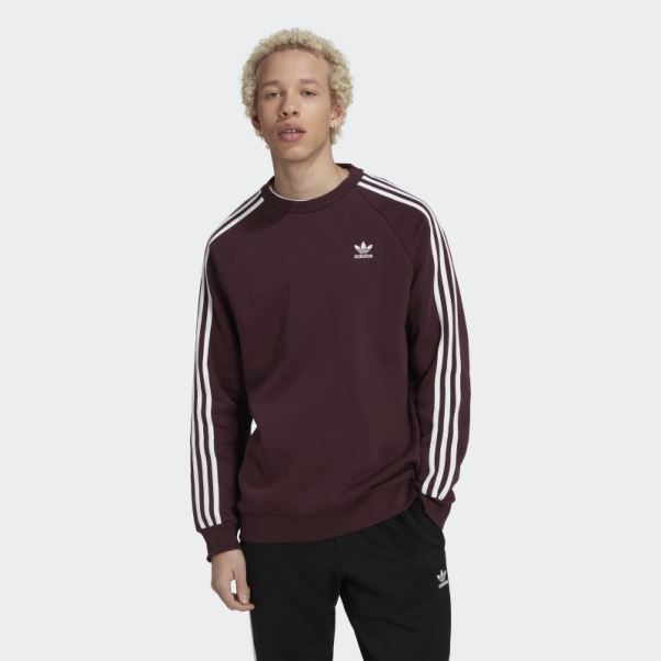Sweat Ras Du Cou Adicolor Classics 3 Bandes Adidas Bordeaux