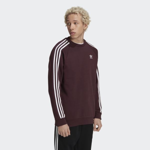 Sweat Ras Du Cou Adicolor Classics 3 Bandes Adidas Bordeaux
