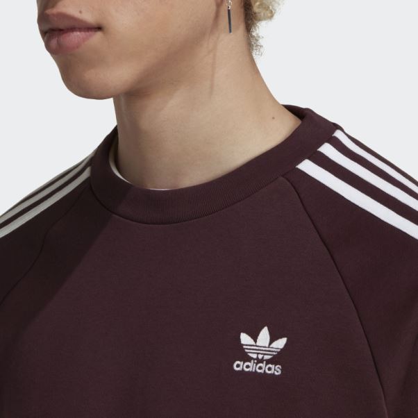 Sweat Ras Du Cou Adicolor Classics 3 Bandes Adidas Bordeaux