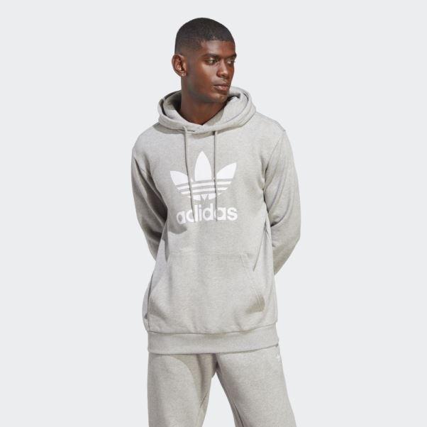 Sweat à Capuche Adidas Adicolor Classics Trèfle Gris Moyen