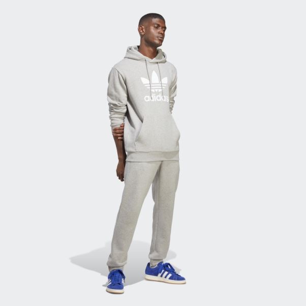 Sweat à Capuche Adidas Adicolor Classics Trèfle Gris Moyen