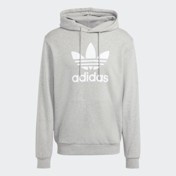 Sweat à Capuche Adidas Adicolor Classics Trèfle Gris Moyen