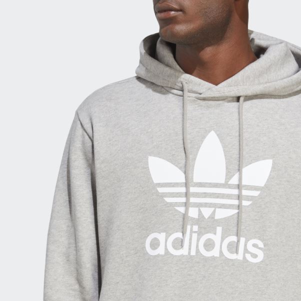 Sweat à Capuche Adidas Adicolor Classics Trèfle Gris Moyen