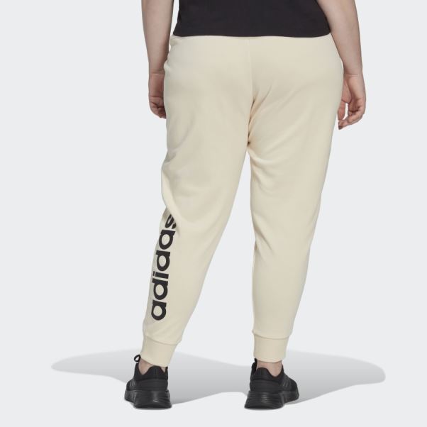 Adidas Ecru Tint Essentials Pantalon Français Terry Logo (taille Plus)