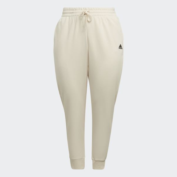 Adidas Ecru Tint Essentials Pantalon Français Terry Logo (taille Plus)