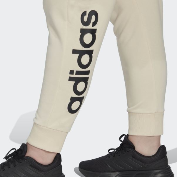 Adidas Ecru Tint Essentials Pantalon Français Terry Logo (taille Plus)