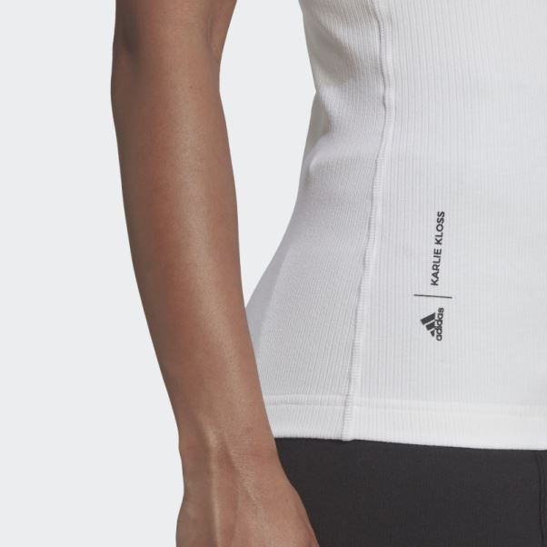 Blanc Chaud Adidas X Karlie Kloss Débardeur Côtelé