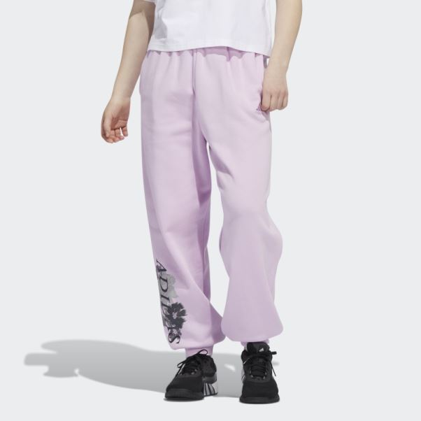 Pantalon De Jogging Imprimé Fleuri Lilas Adidas