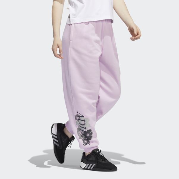 Pantalon De Jogging Imprimé Fleuri Lilas Adidas