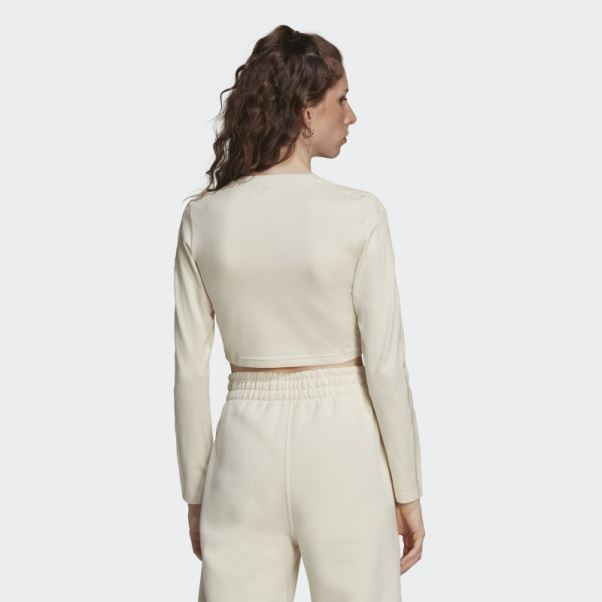 T-shirt Court à Manches Longues Adidas Loungewear Blanc