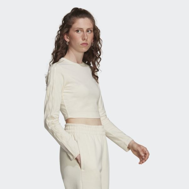 T-shirt Court à Manches Longues Adidas Loungewear Blanc