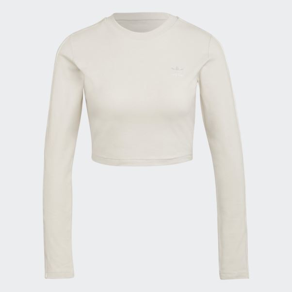 T-shirt Court à Manches Longues Adidas Loungewear Blanc