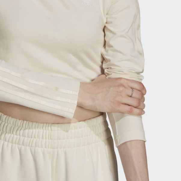 T-shirt Court à Manches Longues Adidas Loungewear Blanc