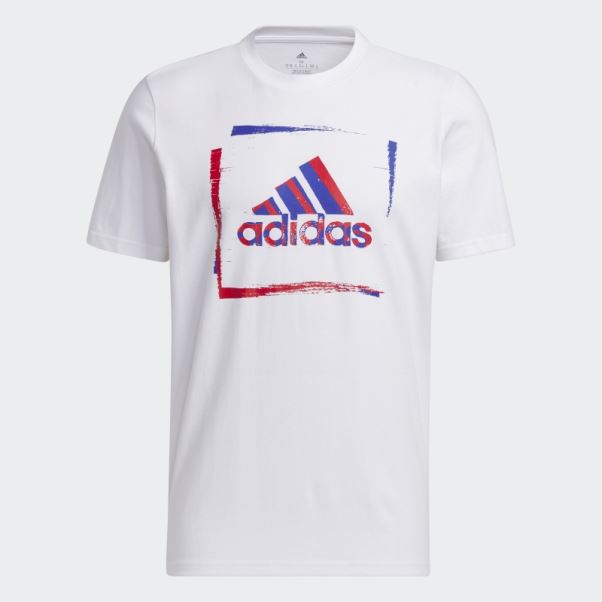 T-shirt Graphique Pochoir Bicolore Blanc Adidas
