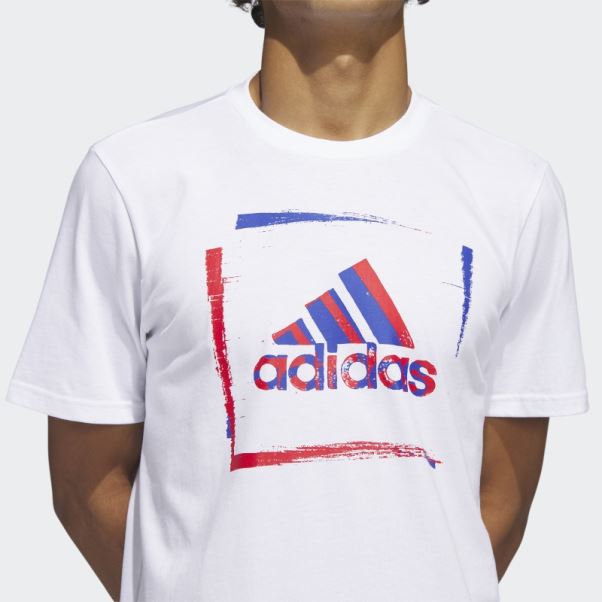 T-shirt Graphique Pochoir Bicolore Blanc Adidas