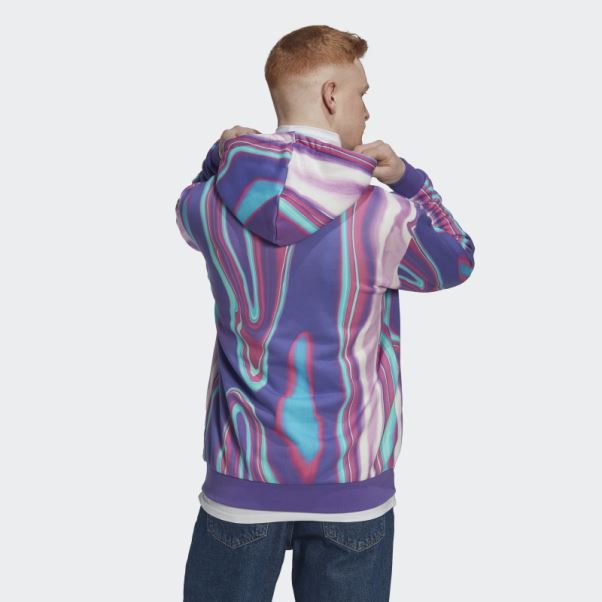 Adidas Sweat à Capuche Hyperreal Imprimé Violet Rush