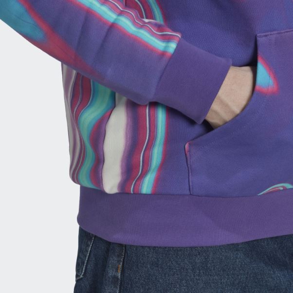 Adidas Sweat à Capuche Hyperreal Imprimé Violet Rush