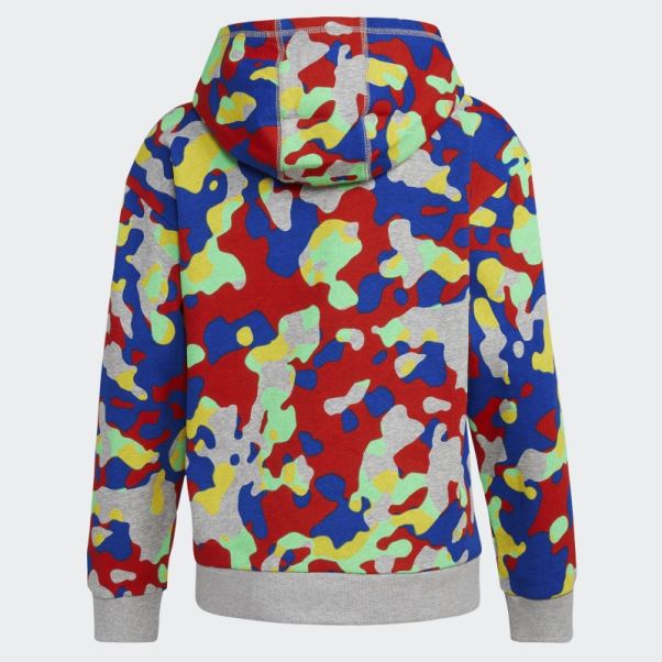 Sweat à Capuche Imprimé Camouflage Adidas Gris Moyen